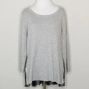 Sanctuary Gray Plaid Back Sweater M